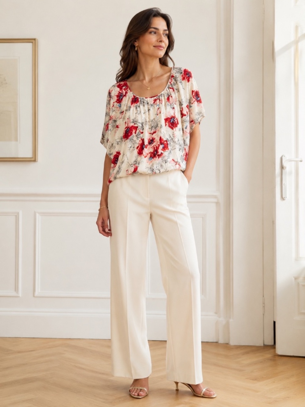 Cabi Gypsy Floral 100% Silk Cottagecore Romantic Whimsical Blouse, Size Medium
